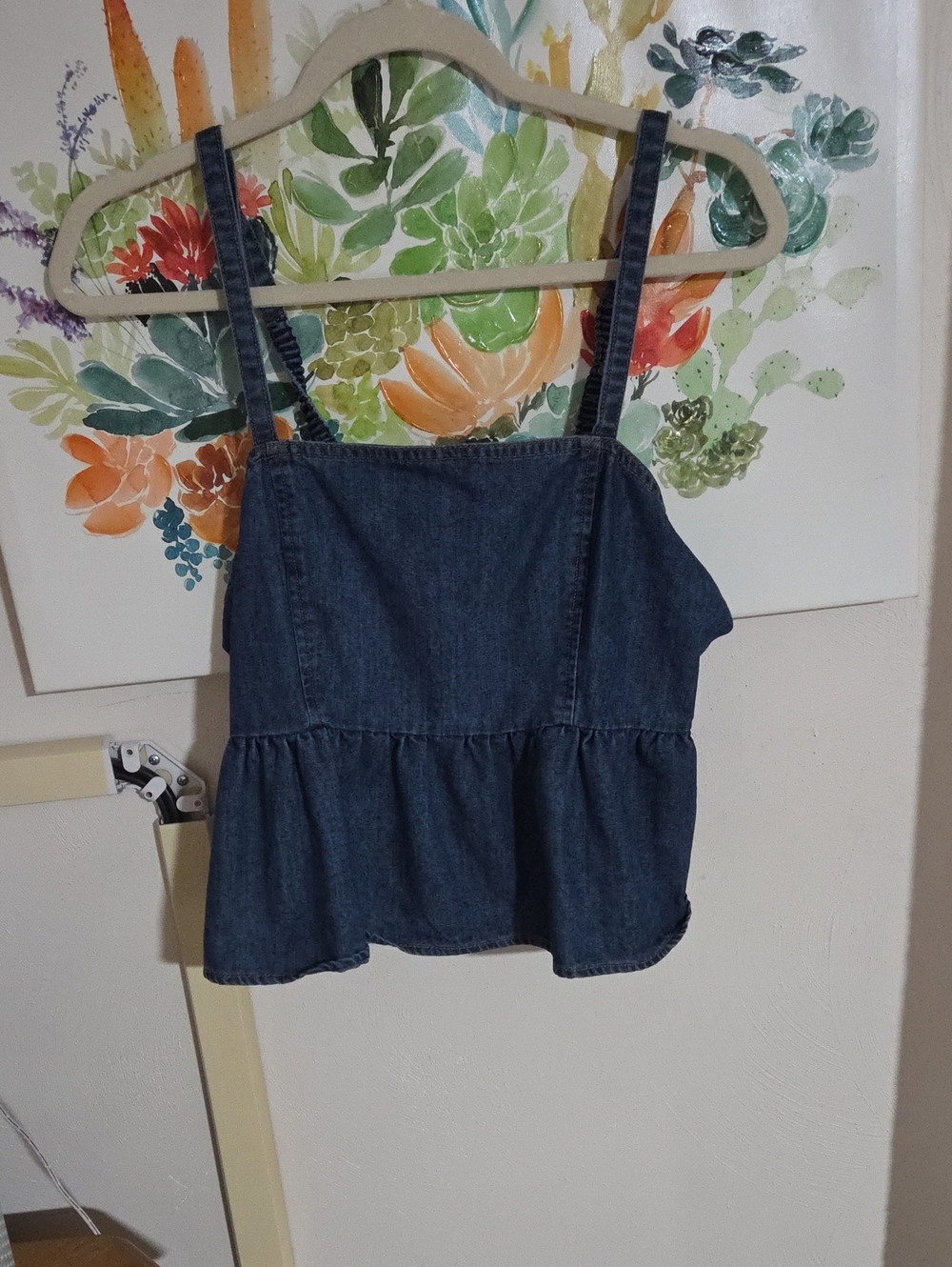 Celebrity Pink Denim Top in Medium Blue with Contrast Stitching